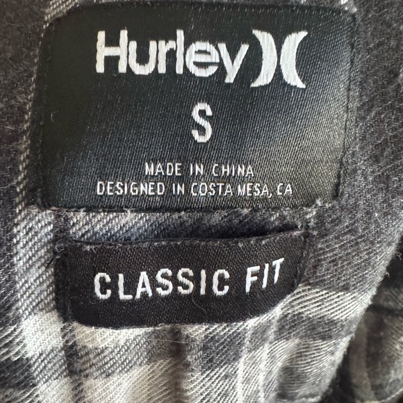 Hurley Men's Black and White Plaid Button Down Shirt - Picture 3 of 3